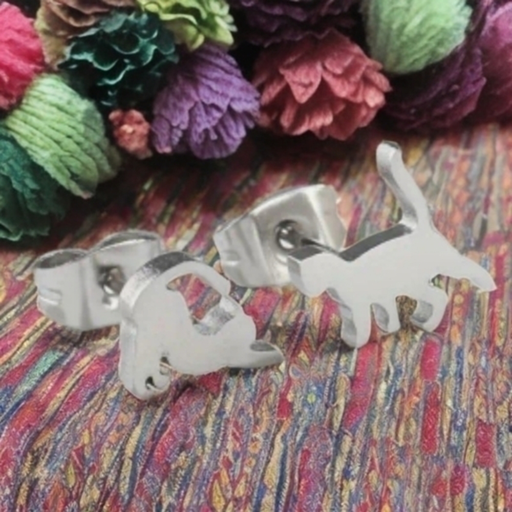 ANTHROPOLOGIE ITTY BITTY KITTEN STUD EARRINGS 2